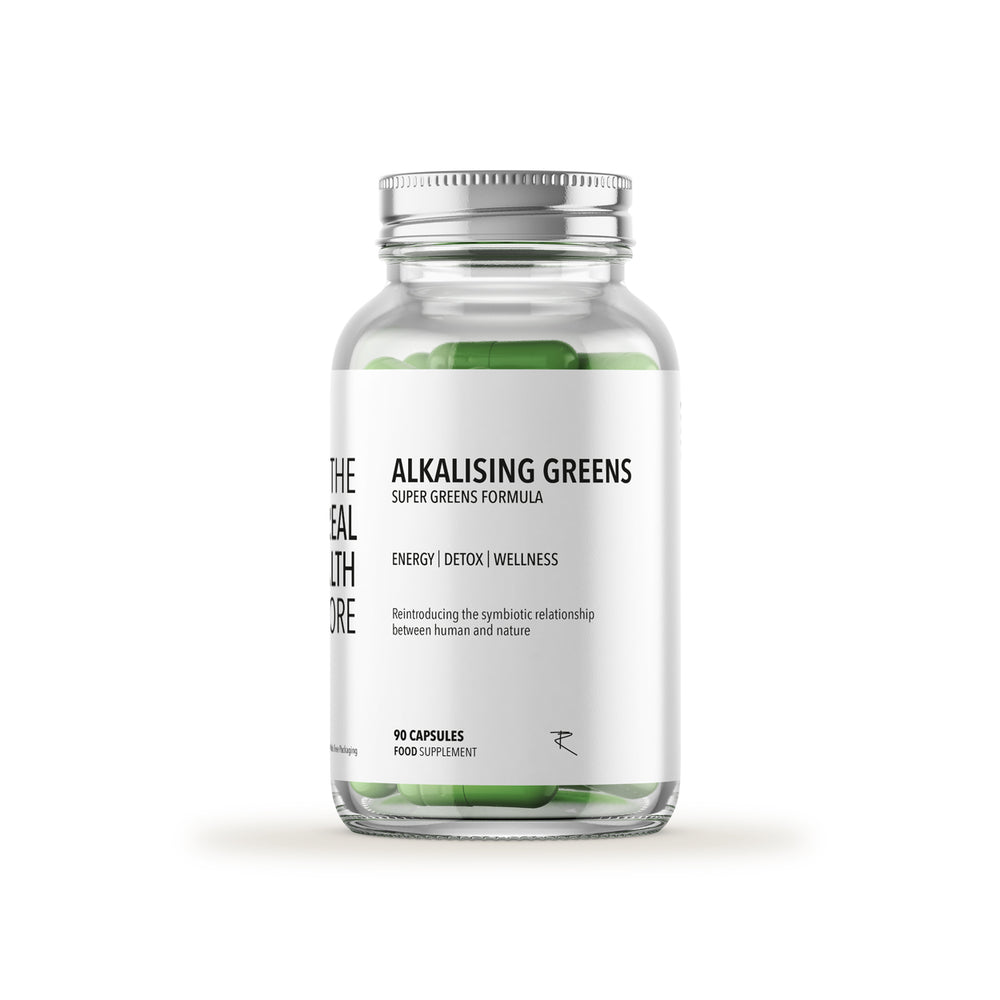 
                  
                    TRHS Alkalising Greens - Chlorophyll Rich Energy Formula - 90 Capsules
                  
                