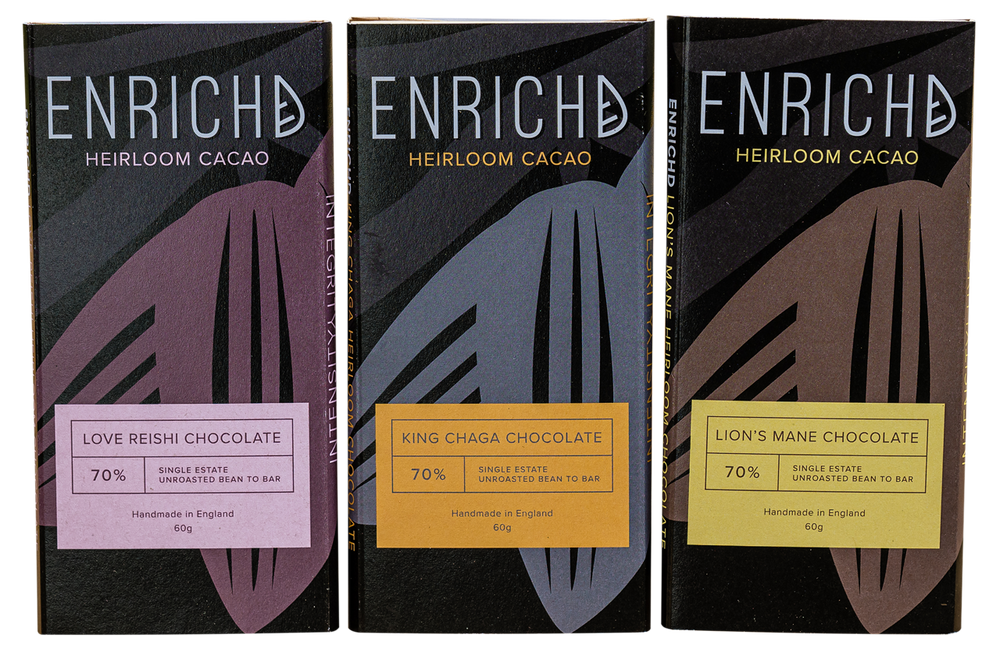 Heirloom Cacao & Mushroom Chocolate Bars 60 grams - By Enrichd