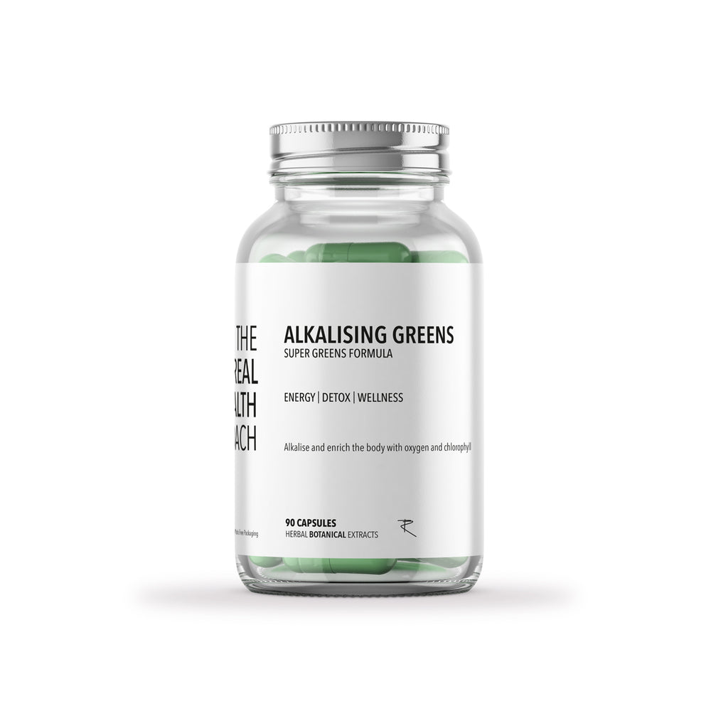 
                  
                    TRHC Alkalising Greens - Chlorophyll Rich Energy Formula - 90 Capsules
                  
                